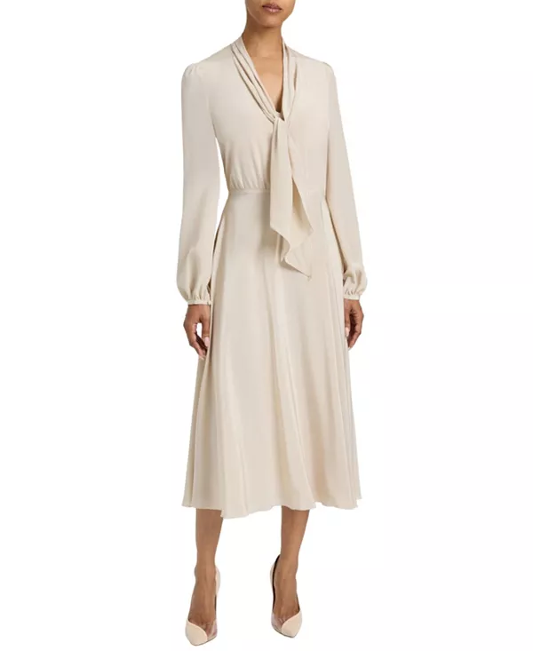 Шелковое миди-платье Jenn с завязкой на воротнике Santorelli, белый
Шелковое миди-платье Jenn с завязкой на воротнике Santorelli, белый