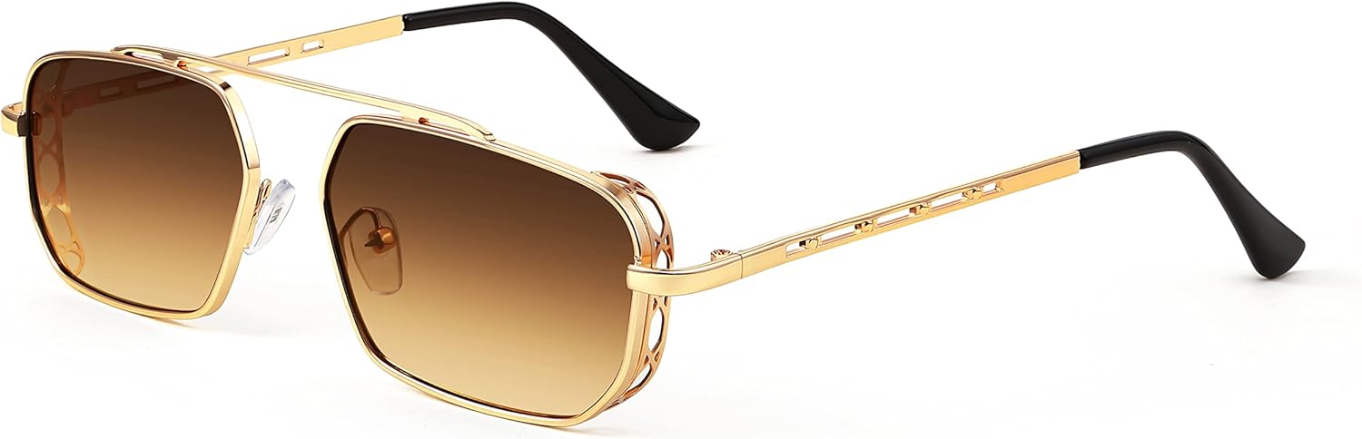 Солнцезащитные очки FEISEDY для женщин и мужчин в стиле стимпанк, маленькая прямоугольная металлическая оправа, ретро-очки с тонировкой, женские солнцезащитные очки B2930, Brown Lens
Солнцезащитные очки FEISEDY для женщин и мужчин в стиле стимпанк, маленькая прямоугольная металлическая оправа, ретро-очки с тонировкой, женские солнцезащитные очки B2930, Brown Lens