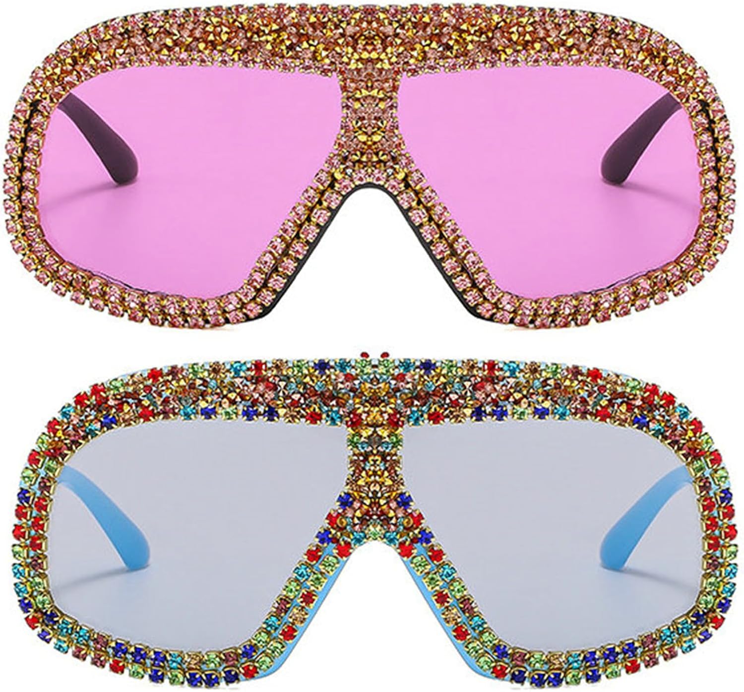 Willochra Модные солнцезащитные очки с маской и стразами для женщин и мужчин, большие, блестящие, в стиле Y2K, с бриллиантами, плоские солнцезащитные очки-щитки, 2pcs-blue&purple
Willochra Модные солнцезащитные очки с маской и стразами для женщин и мужчин, большие, блестящие, в стиле Y2K, с бриллиантами, плоские солнцезащитные очки-щитки, 2pcs-blue&purple