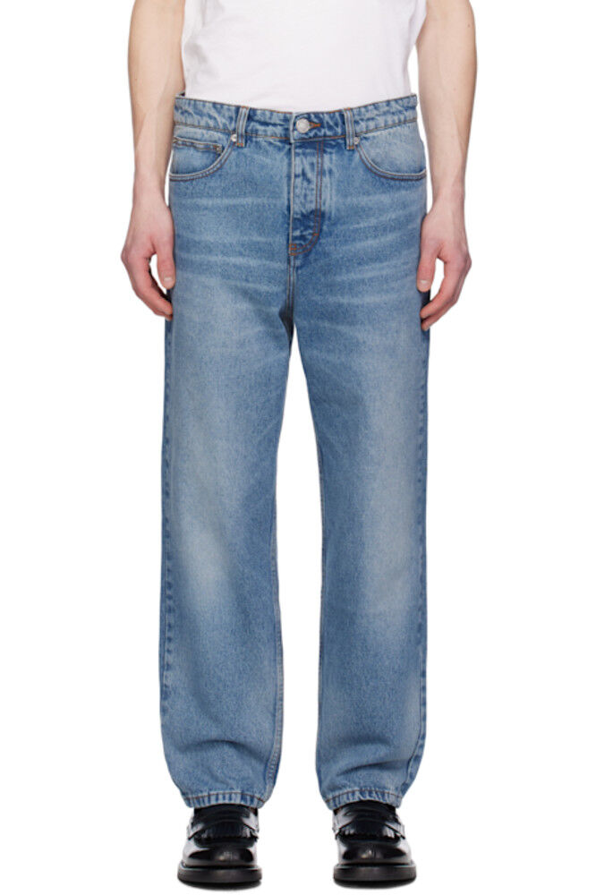 Синие хлопковые зауженные джинсы AMI Paris
Синие хлопковые зауженные джинсы AMI Paris