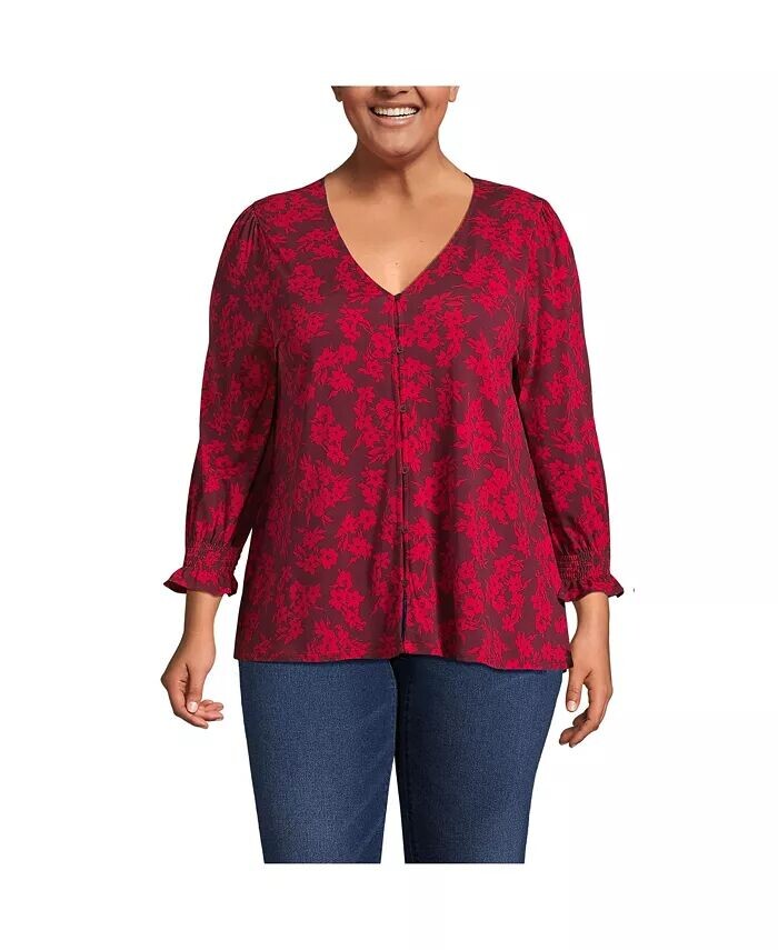 Легкий трикотажный топ на пуговицах спереди с рукавами 3/4 больших размеров Lands' End, красный
Легкий трикотажный топ на пуговицах спереди с рукавами 3/4 больших размеров Lands' End, красный