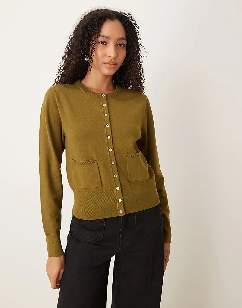 Кардиган Nobody's Child с круглым вырезом, микровязаный, зеленый
Кардиган Nobody's Child с круглым вырезом, микровязаный, зеленый