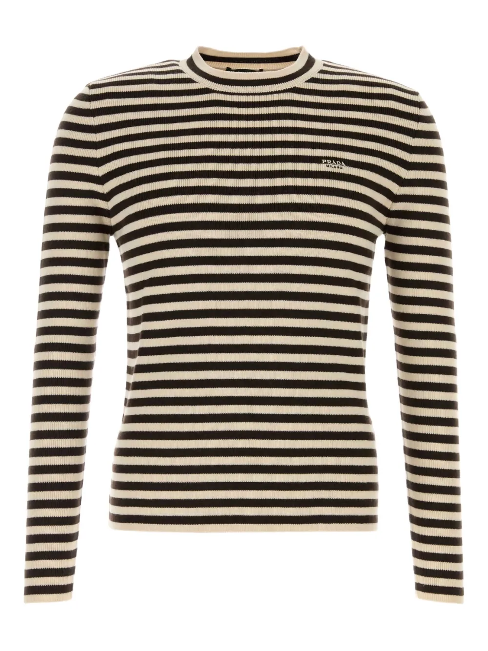 Полосатый шерстяной свитер Prada, нейтральный
Полосатый шерстяной свитер Prada, нейтральный