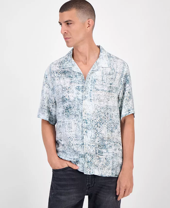 Рубашка с короткими рукавами и узором пейсли на пуговицах спереди Guess, белый
Рубашка с короткими рукавами и узором пейсли на пуговицах спереди Guess, белый