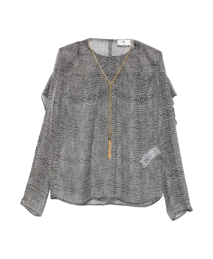 Шелковая блузка с принтом под питона Elisabetta Franchi, черный
Шелковая блузка с принтом под питона Elisabetta Franchi, черный