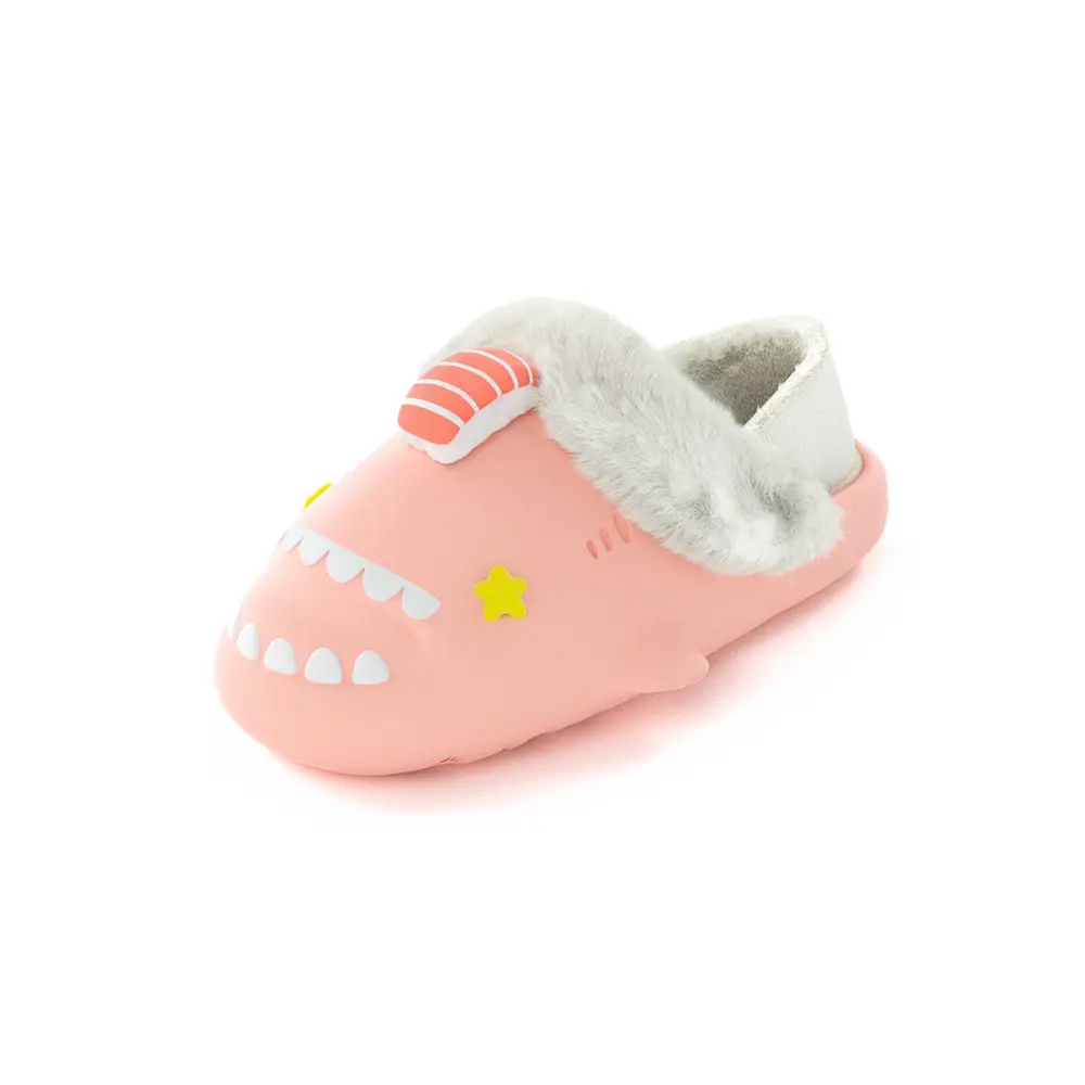HelloSlippers Акула Зимние Шаркикс Зимние Суши, Закрытые Тапочки на Каблуке Унисекс Розовые, цвет Pink