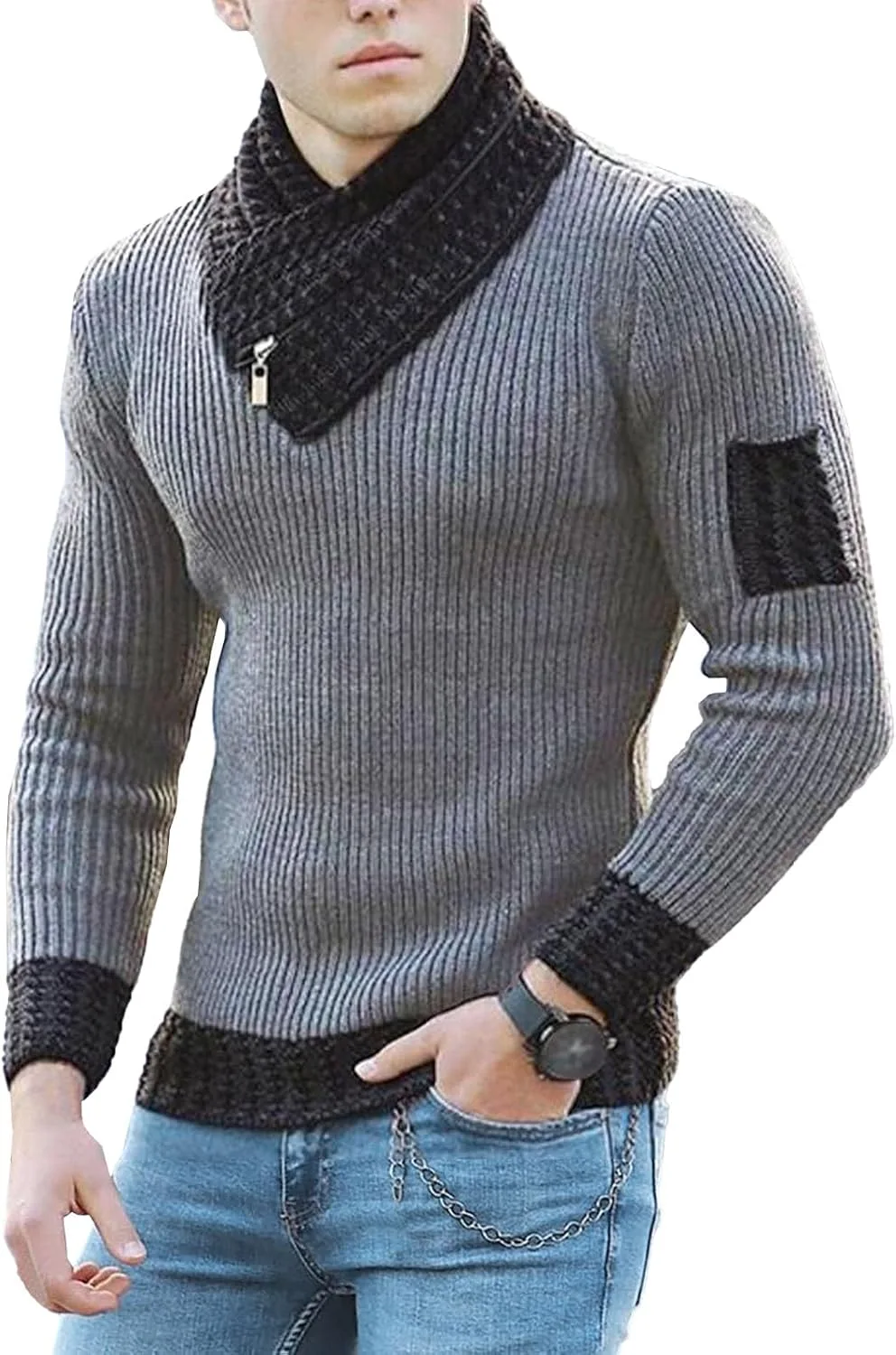 Мужской водолазка-свитер с молнией, вязаный, облегающий, с длинными рукавами
Мужской водолазка-свитер с молнией, вязаный, облегающий, с длинными рукавами