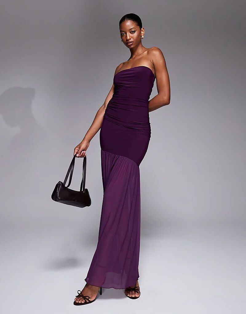 Эксклюзивное облегающее платье-бандо премиум-класса Kaiia с мягким прозрачным сетчатым подолом и лифом цвета сливы
Эксклюзивное облегающее платье-бандо премиум-класса Kaiia с мягким прозрачным сетчатым подолом и лифом цвета сливы