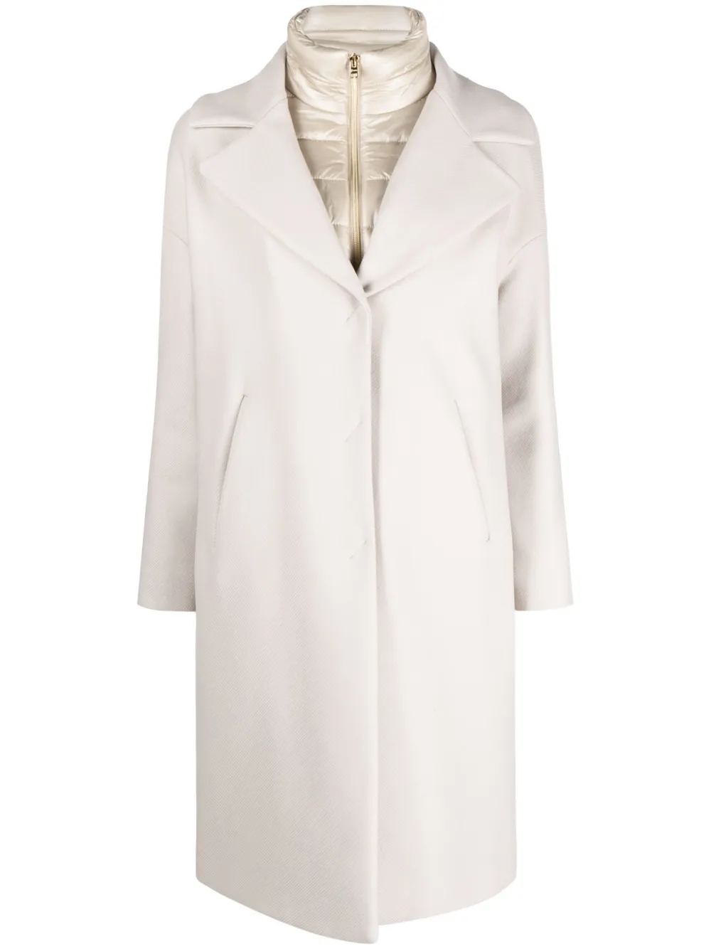 Однобортное пальто с дутой манишкой Herno, нейтральный
Однобортное пальто с дутой манишкой Herno, нейтральный