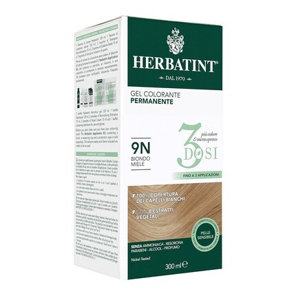 Herbatint Перманентный гель-краситель 9N Honey Blond 300 мл
Herbatint Перманентный гель-краситель 9N Honey Blond 300 мл