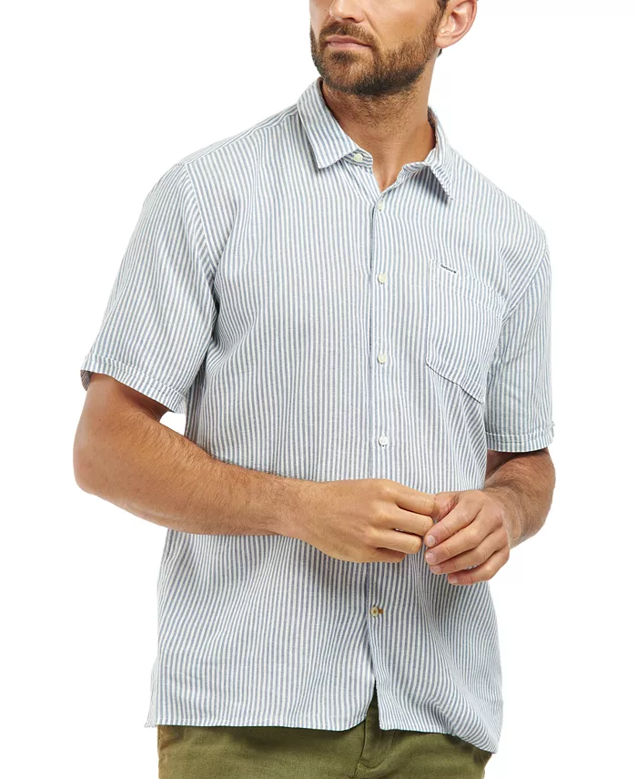 Мужская рубашка Deerpark с коротким рукавом в полоску на пуговицах из льна Barbour, синий
Мужская рубашка Deerpark с коротким рукавом в полоску на пуговицах из льна Barbour, синий