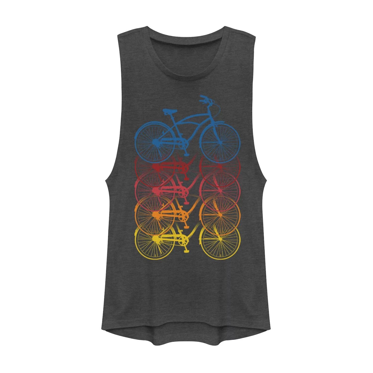 Велосипеды для юниоров, плавно переходящие друг в друга. Спортивная футболка с рисунком. 
Велосипеды для юниоров, плавно переходящие друг в друга. Спортивная футболка с рисунком.