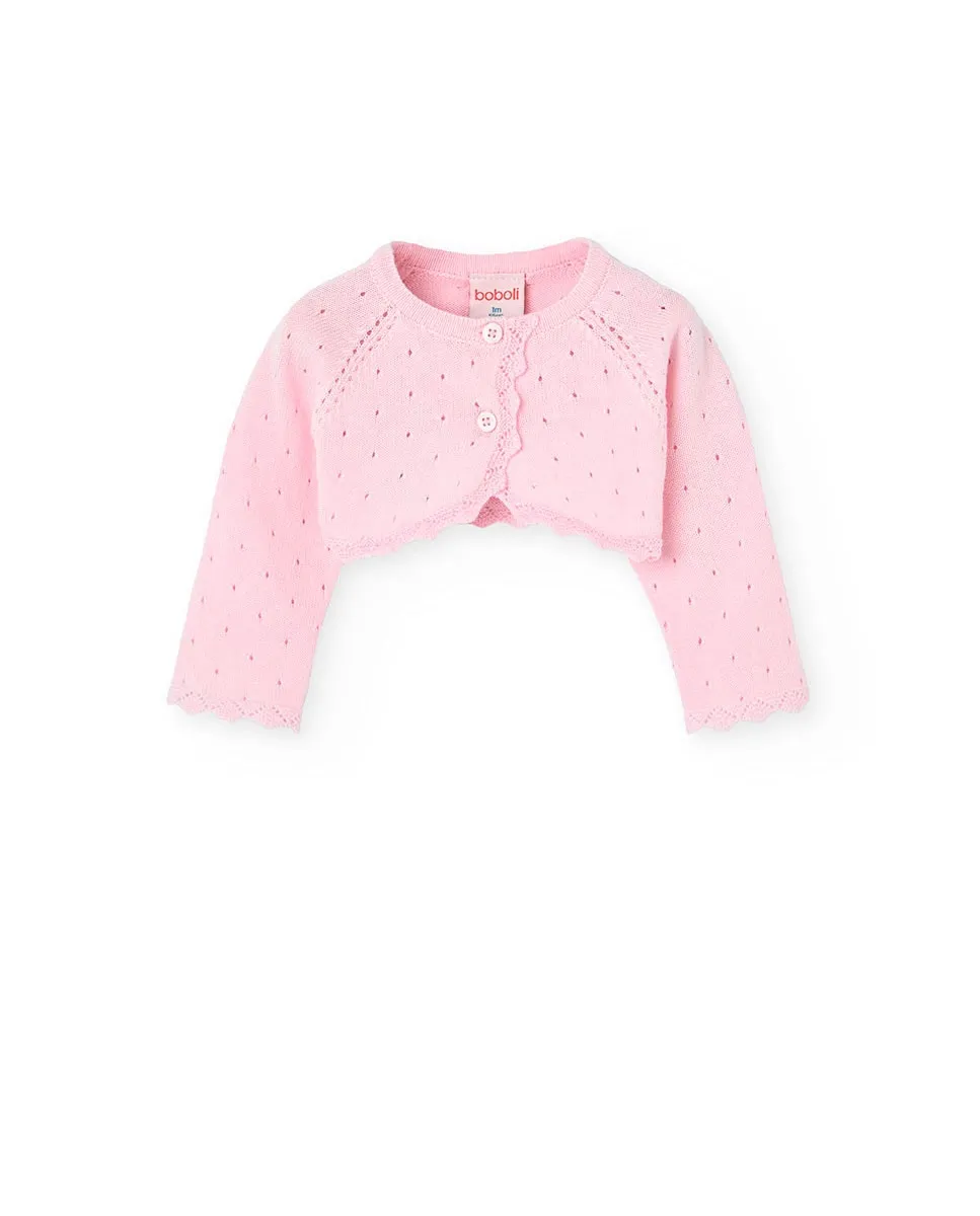 Детский болеро для девочки с круглым вырезом и застежкой на пуговицы Boboli, розовый/зеленый
Детский болеро для девочки с круглым вырезом и застежкой на пуговицы Boboli, розовый/зеленый