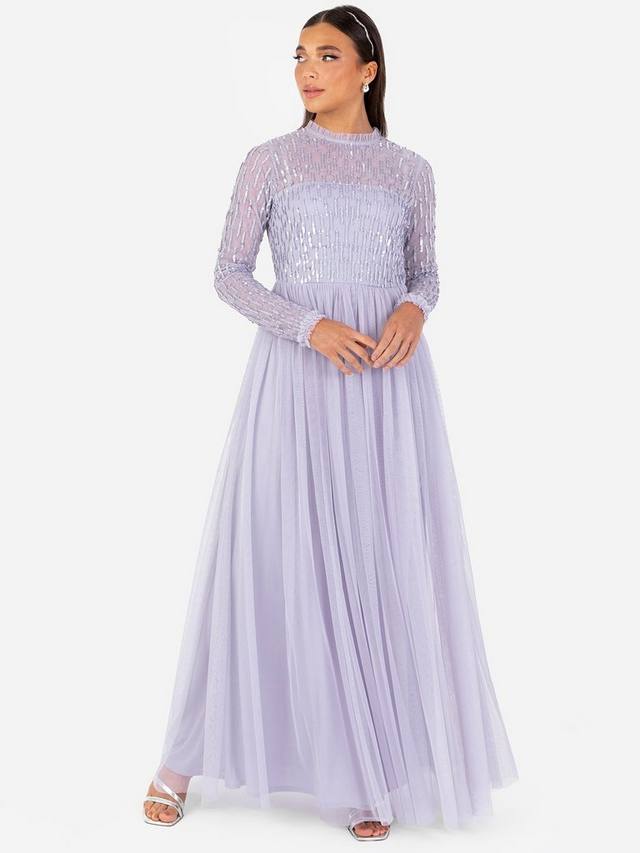 Украшенное платье макси с высоким вырезом Maya Deluxe, цвет Thistle Lilac
Украшенное платье макси с высоким вырезом Maya Deluxe, цвет Thistle Lilac