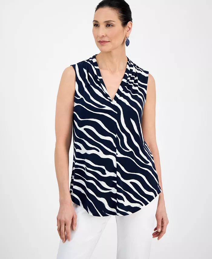 Женская вязаная блузка без рукавов с V-образным вырезом и принтом JM Collection, синий
Женская вязаная блузка без рукавов с V-образным вырезом и принтом JM Collection, синий