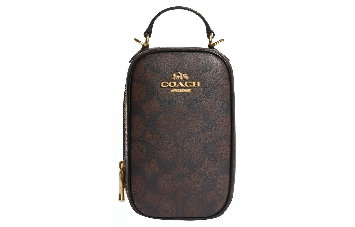 Кошелек для телефона из искусственной кожи Eva, сумка, плечевая сумка, мини-кроссбоди женская коричнево-черная COACH 
Кошелек для телефона из искусственной кожи Eva, сумка, плечевая сумка, мини-кроссбоди женская коричнево-черная COACH