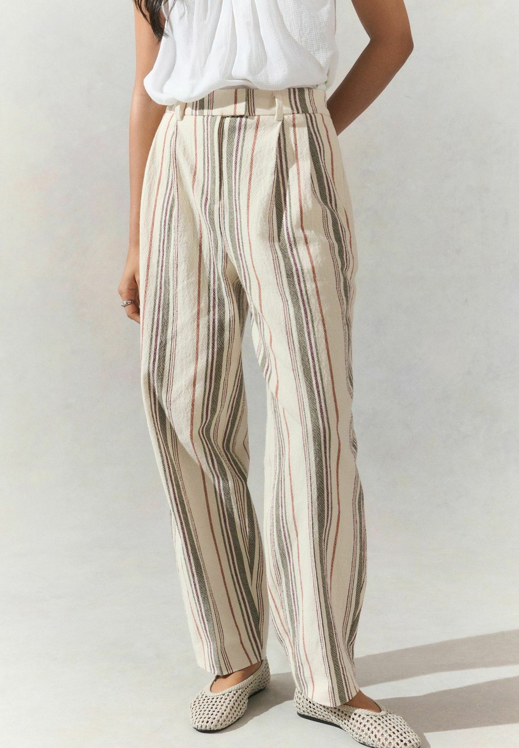 Брюки BARREL LEG STRIPED Next, бежевый 
Брюки BARREL LEG STRIPED Next, бежевый