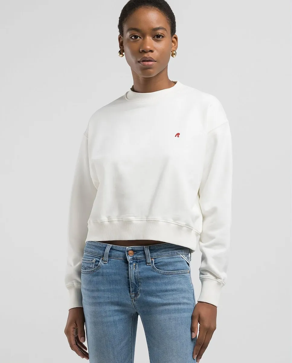 Женская хлопковая толстовка с круглым вырезом Replay, белый
Женская хлопковая толстовка с круглым вырезом Replay, белый