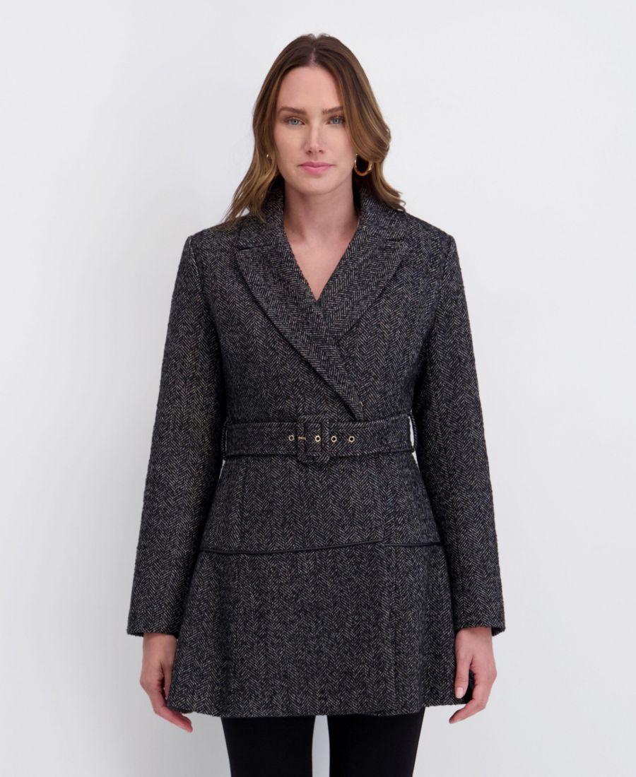 Женский шерстяной жакет с поясом и юбкой из твида в елочку kensie, Black/white
Женский шерстяной жакет с поясом и юбкой из твида в елочку kensie, Black/white