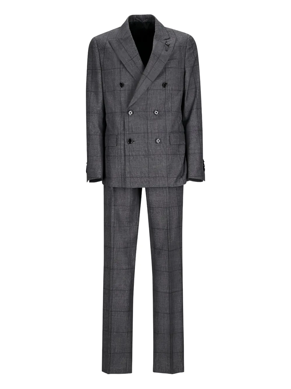Клетчатый костюм с двубортным пиджаком Lardini, серый
Клетчатый костюм с двубортным пиджаком Lardini, серый