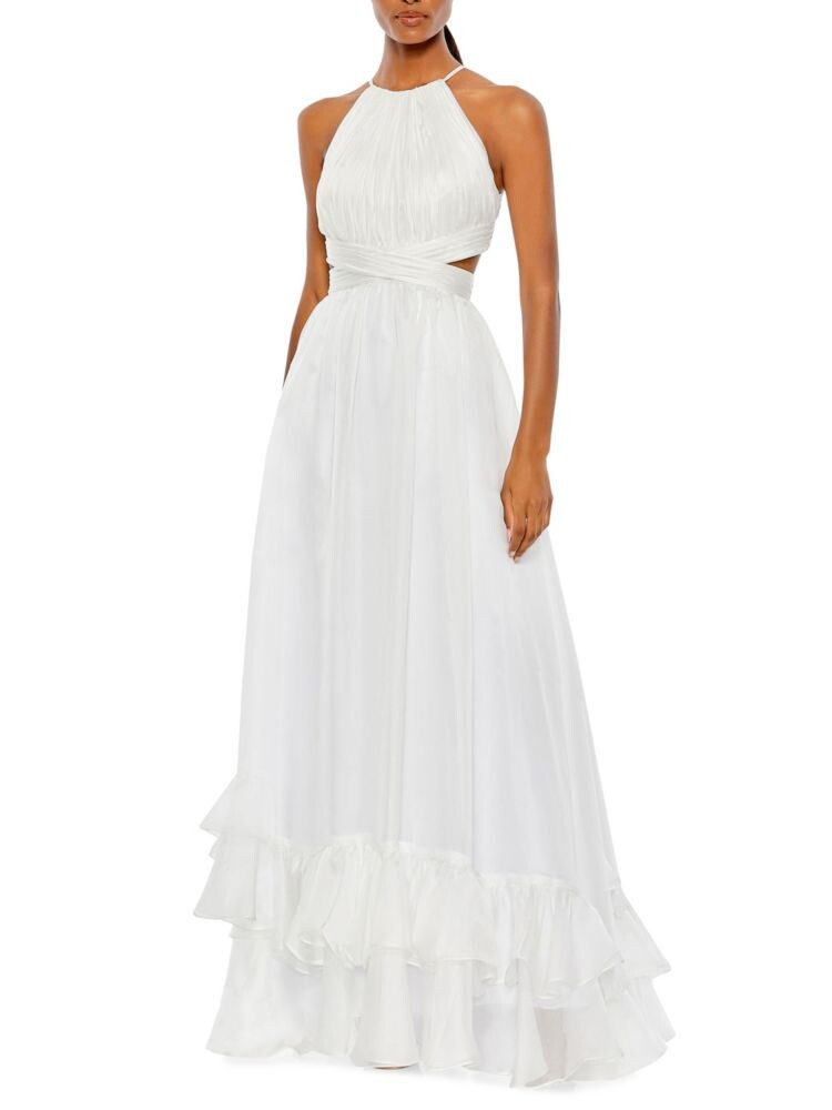 Плиссированное расклешенное платье с вырезом на спине Mac Duggal, белый
Плиссированное расклешенное платье с вырезом на спине Mac Duggal, белый