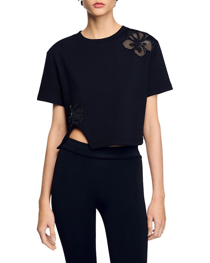 Футболка с цветочной вышивкой Sandro, черный
Футболка с цветочной вышивкой Sandro, черный