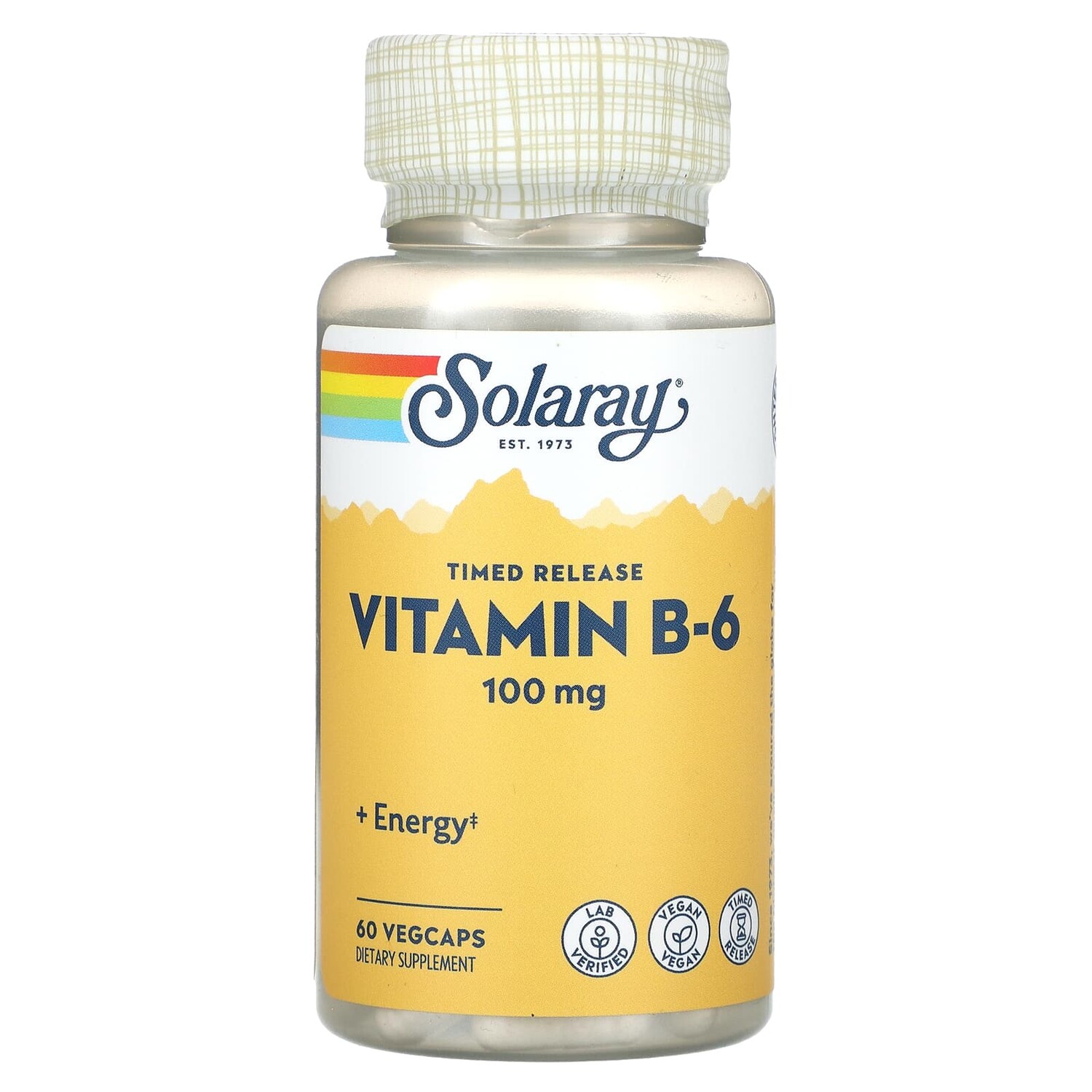Solaray Vitamin B-6 Time Release 100 mg 60 VegCaps
Solaray Vitamin B-6 Time Release 100 mg 60 VegCaps