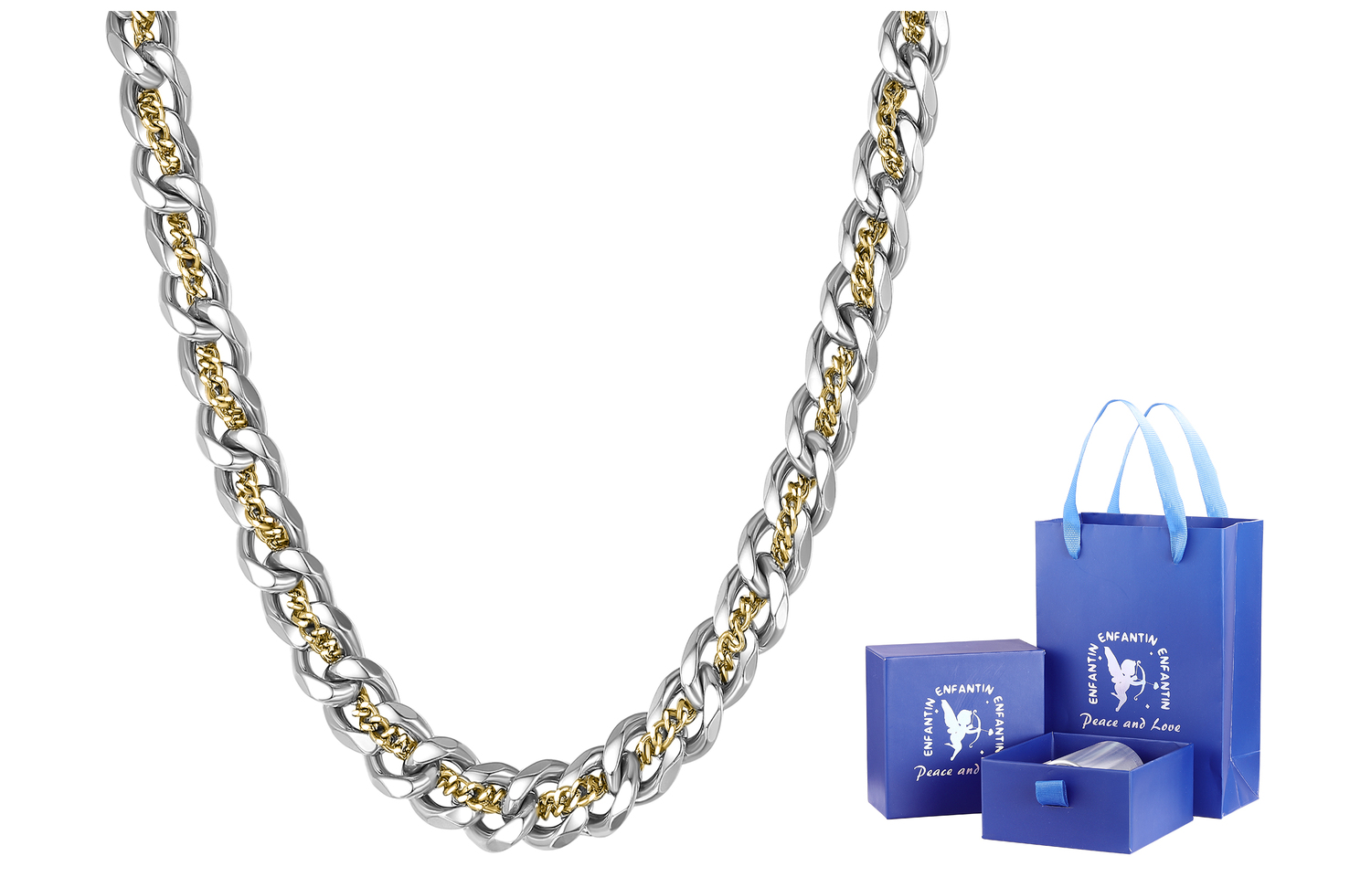 Титановая стальная цепь унисекс ENFANTIN, золото
Титановая стальная цепь унисекс ENFANTIN, золото