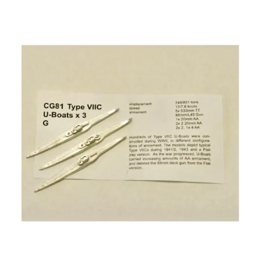 Подводные лодки типа VIIC, Figurehead Ships - WWII Coastal Forces - German (1:1250) (Noble Miniatures)
Подводные лодки типа VIIC, Figurehead Ships - WWII Coastal Forces - German (1:1250) (Noble Miniatures)