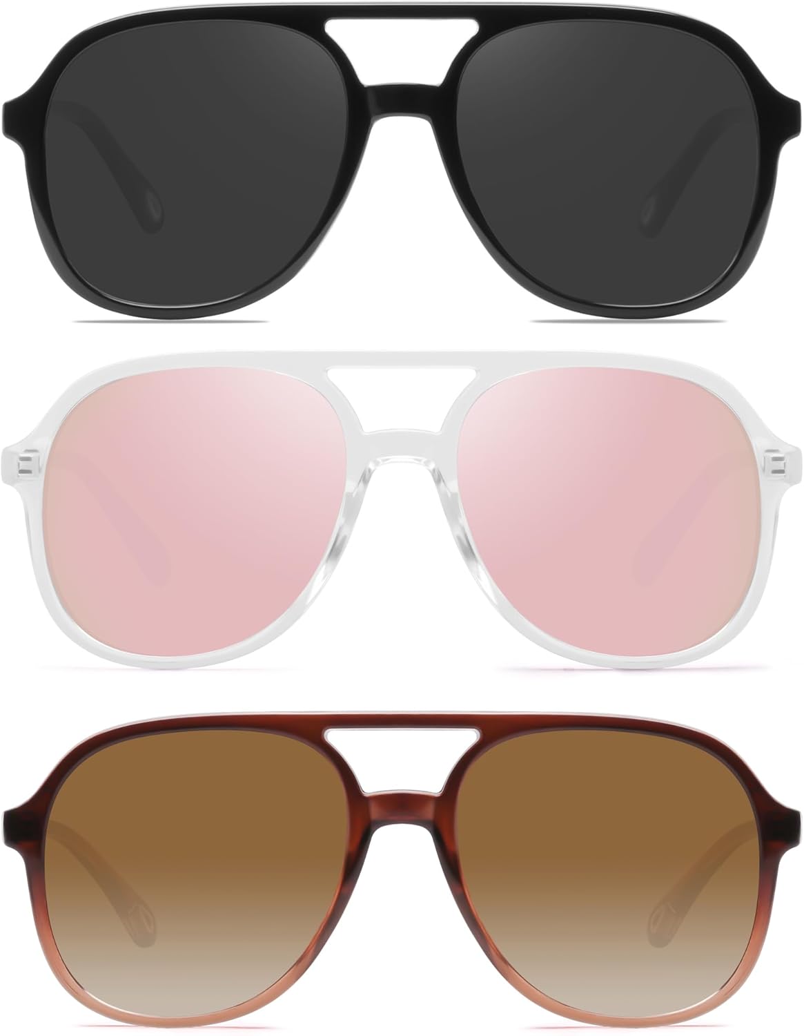 Солнцезащитные очки-авиаторы YDAOWKN в стиле ретро, квадратные, для женщин и мужчин, винтажные, 70-е годы, с двойной перемычкой, 3 Black/Black+clear/ Pink Mirrored+ombre Brown/Gradient Brown
Солнцезащитные очки-авиаторы YDAOWKN в стиле ретро, квадратные, для женщин и мужчин, винтажные, 70-е годы, с двойной перемычкой, 3 Black/Black+clear/ Pink Mirrored+ombre Brown/Gradient Brown