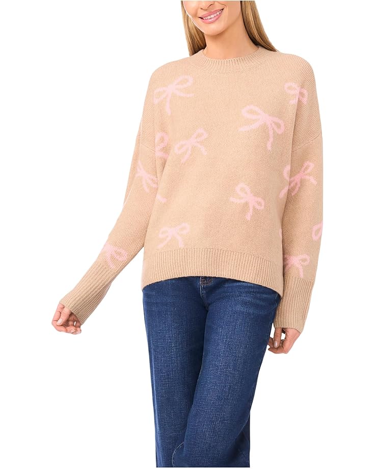 Женский свитер с круглым вырезом CeCe Ribbon Jacquard, Costal Beige
Женский свитер с круглым вырезом CeCe Ribbon Jacquard, Costal Beige