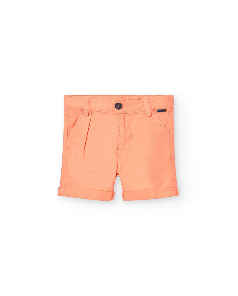 Простые шорты-бермуды для мальчика с вытачками и застежкой на пуговицы Boboli, оранжевый 
Простые шорты-бермуды для мальчика с вытачками и застежкой на пуговицы Boboli, оранжевый