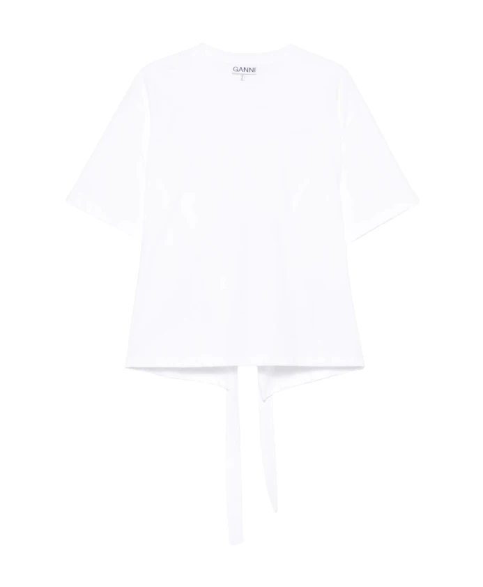 Белая хлопковая блузка с завязкой на спине Ganni, белый
Белая хлопковая блузка с завязкой на спине Ganni, белый