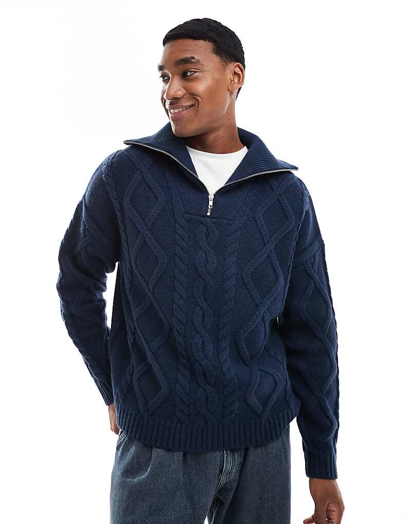 Темно-синий объемный свитер из смесовой шерсти с застежкой-молнией на шее ASOS DESIGN
Темно-синий объемный свитер из смесовой шерсти с застежкой-молнией на шее ASOS DESIGN