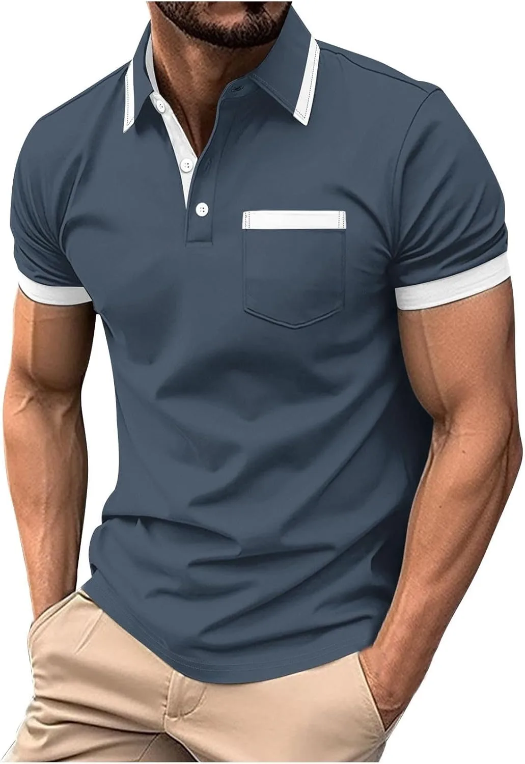 Мужская поло с коротким рукавом, цветной блок, slim fit, с карманом
Мужская поло с коротким рукавом, цветной блок, slim fit, с карманом
