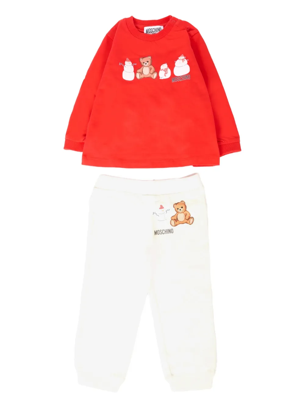 Эластичный спортивный костюм с плюшевым снеговиком Moschino Kids, красный
Эластичный спортивный костюм с плюшевым снеговиком Moschino Kids, красный