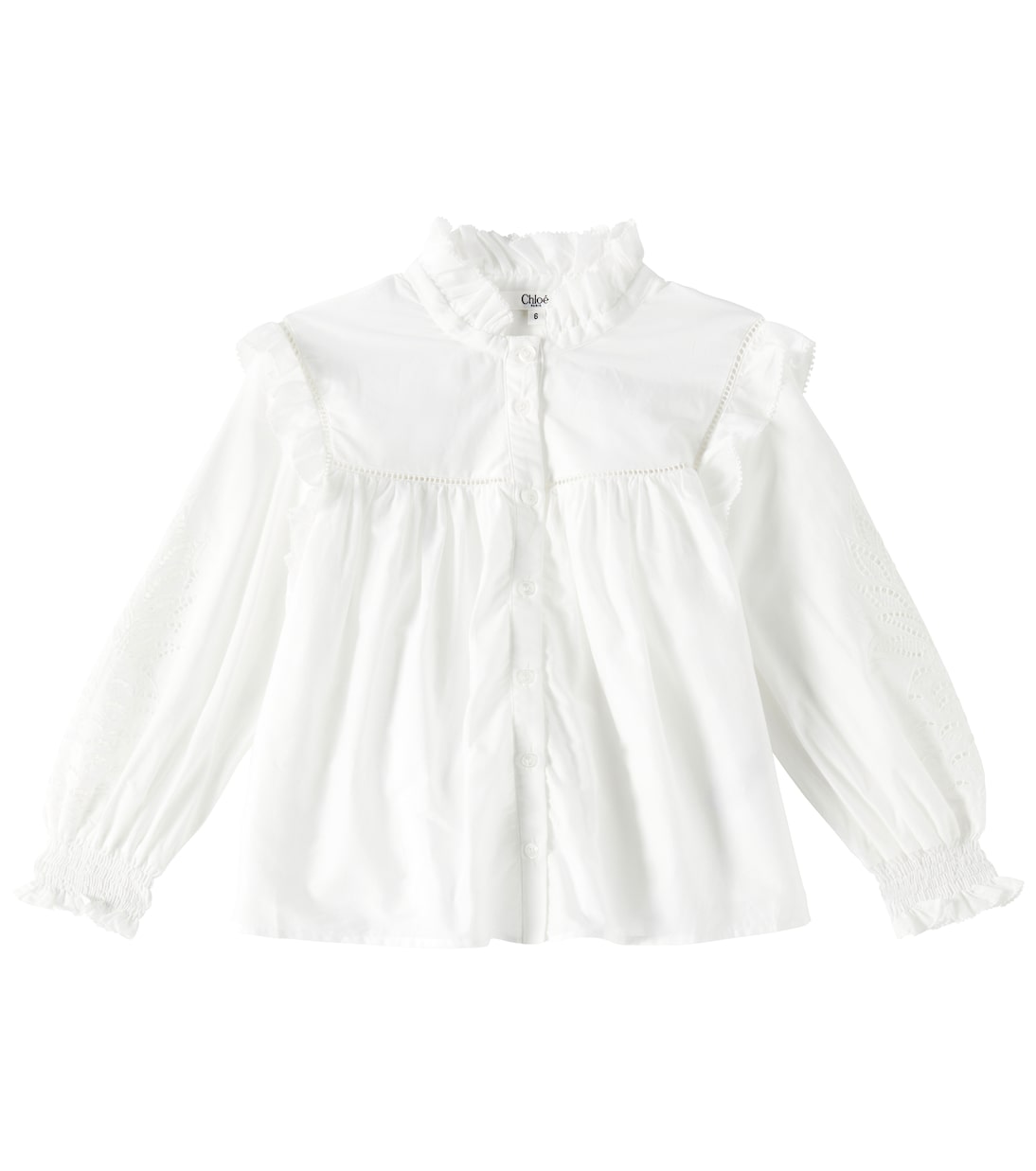Блузка из хлопка с оборками Chloé Kids, белый
Блузка из хлопка с оборками Chloé Kids, белый