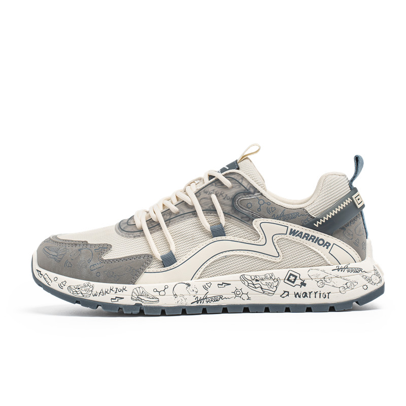 WARRIOR Износостойкие дышащие низкие повседневные туфли мужские бежево-серо-синие
WARRIOR Износостойкие дышащие низкие повседневные туфли мужские бежево-серо-синие