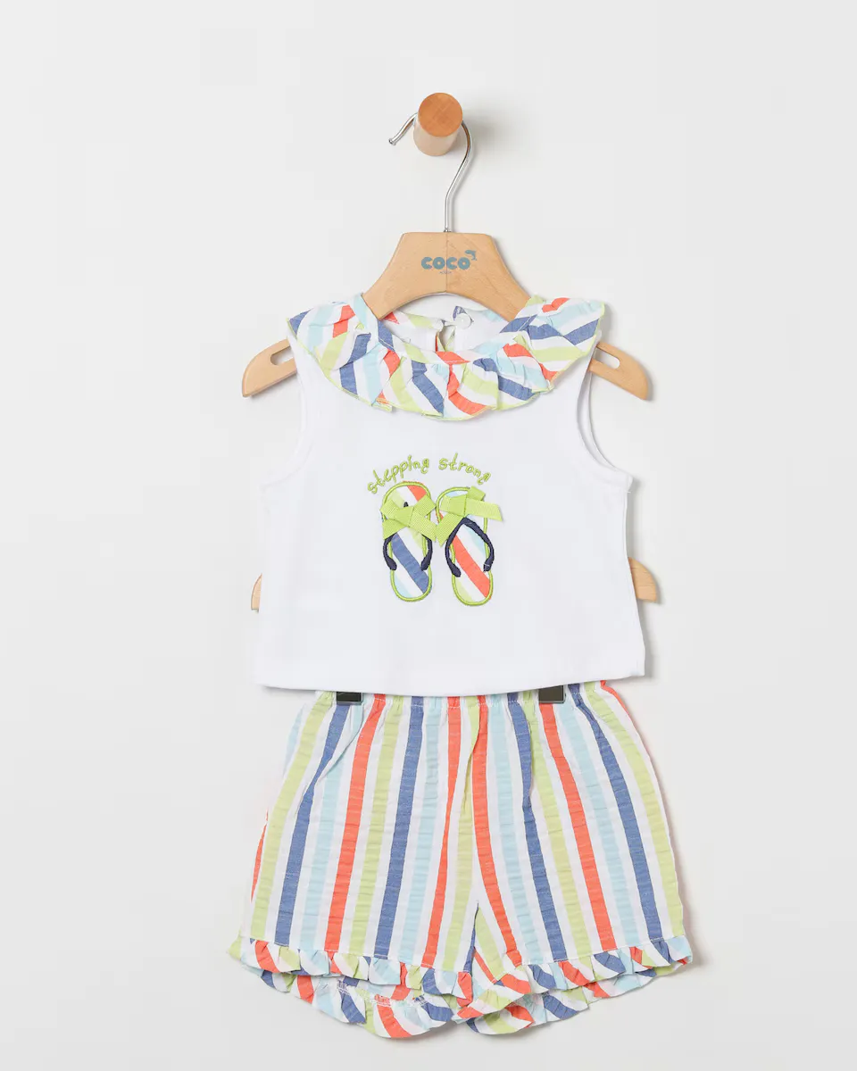 Комплект из майки и полосатых шорт для девочки Coco Acqua, многоцветный
Комплект из майки и полосатых шорт для девочки Coco Acqua, многоцветный