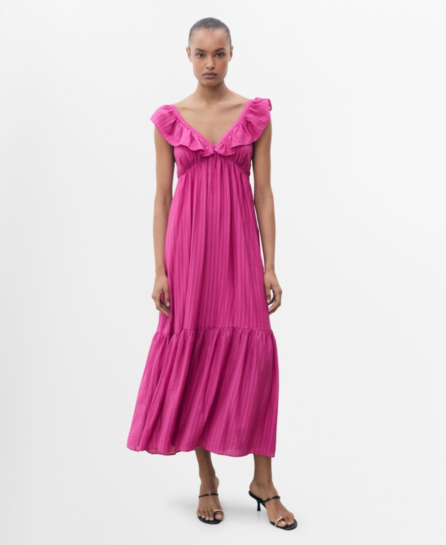 Женское длинное платье с оборками на воротнике MANGO, Fuchsia
Женское длинное платье с оборками на воротнике MANGO, Fuchsia