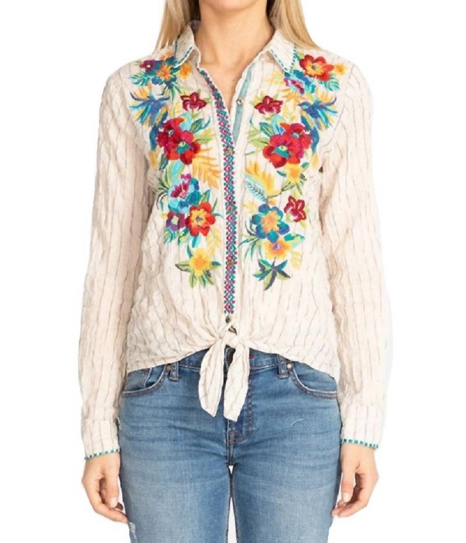 Полосатая рубашка Nandi с завязками спереди Johnny Was, Stripe Print
Полосатая рубашка Nandi с завязками спереди Johnny Was, Stripe Print