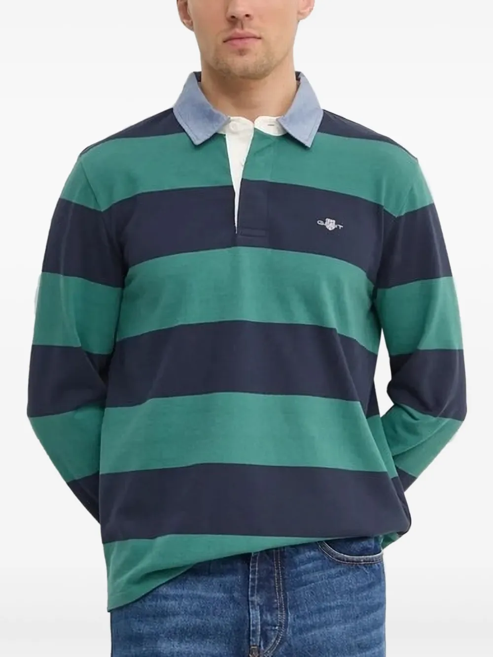 Полосатая рубашка-поло Gant, зеленый
Полосатая рубашка-поло Gant, зеленый