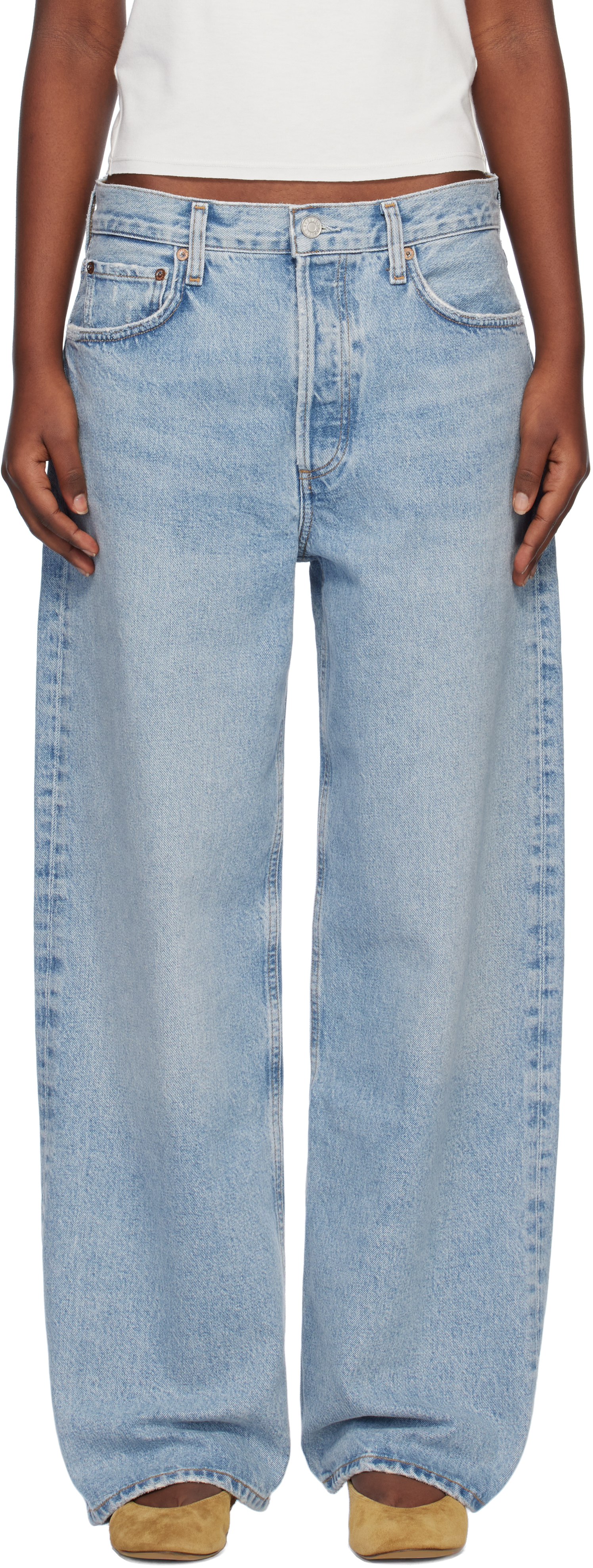 Синие джинсы с низкой посадкой и мешковатыми бретелями 30,5 AGOLDE, Force
Синие джинсы с низкой посадкой и мешковатыми бретелями 30,5 AGOLDE, Force