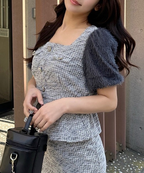 Топ с баской, комбинированные материалы, рукава из твида ROYAL PARTY, серый
Топ с баской, комбинированные материалы, рукава из твида ROYAL PARTY, серый