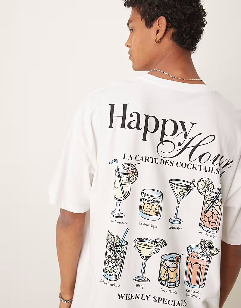 Футболка ASOS DESIGN свободного кроя с принтом напитков белого цвета
Футболка ASOS DESIGN свободного кроя с принтом напитков белого цвета