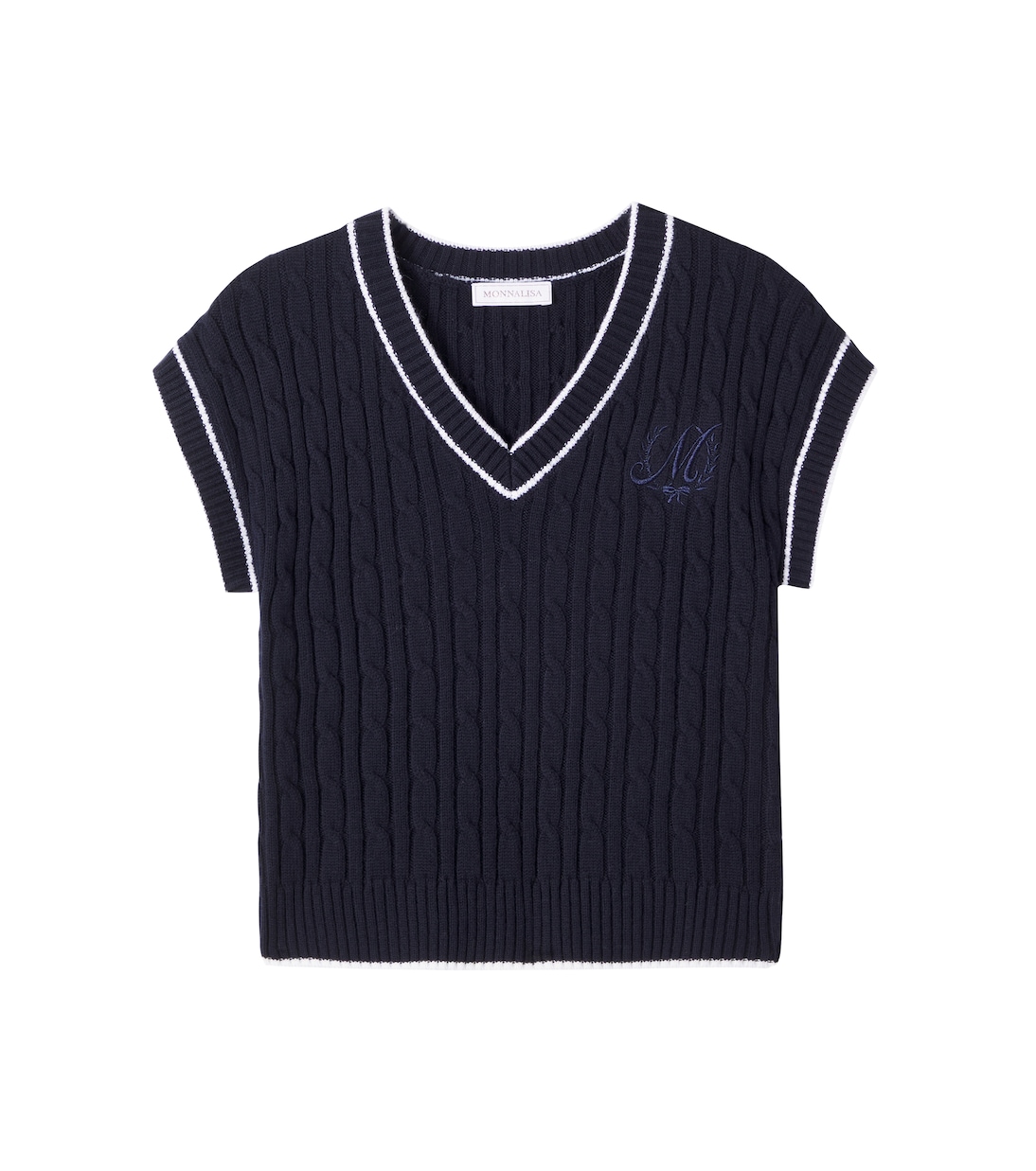 Вязаный жилет из шерсти и хлопка с рельефным узором Monnalisa, Blu/Panna
Вязаный жилет из шерсти и хлопка с рельефным узором Monnalisa, Blu/Panna