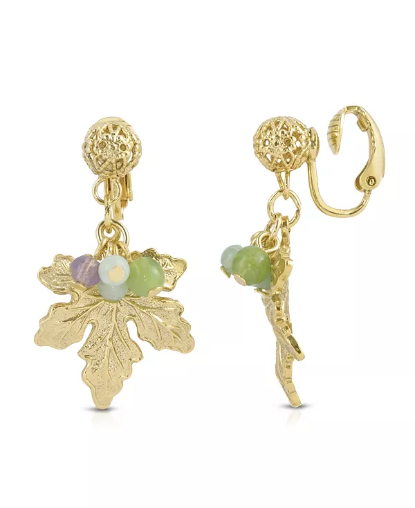 Серьги-Клипсы в виде виноградных листьев с разноцветными бусинами, покрытыми 14-каратным золотом 2028, gold
Серьги-Клипсы в виде виноградных листьев с разноцветными бусинами, покрытыми 14-каратным золотом 2028, gold