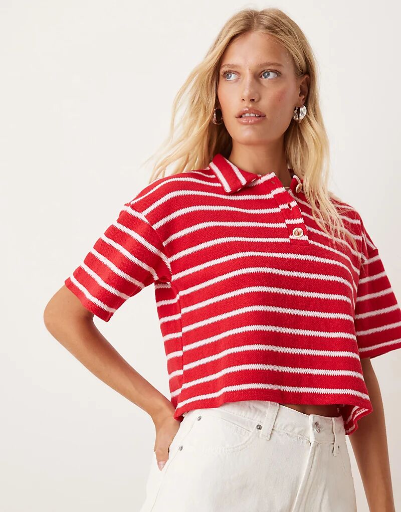 Свободный топ-поло ASOS DESIGN с короткими рукавами в красную и розовую полоску
Свободный топ-поло ASOS DESIGN с короткими рукавами в красную и розовую полоску