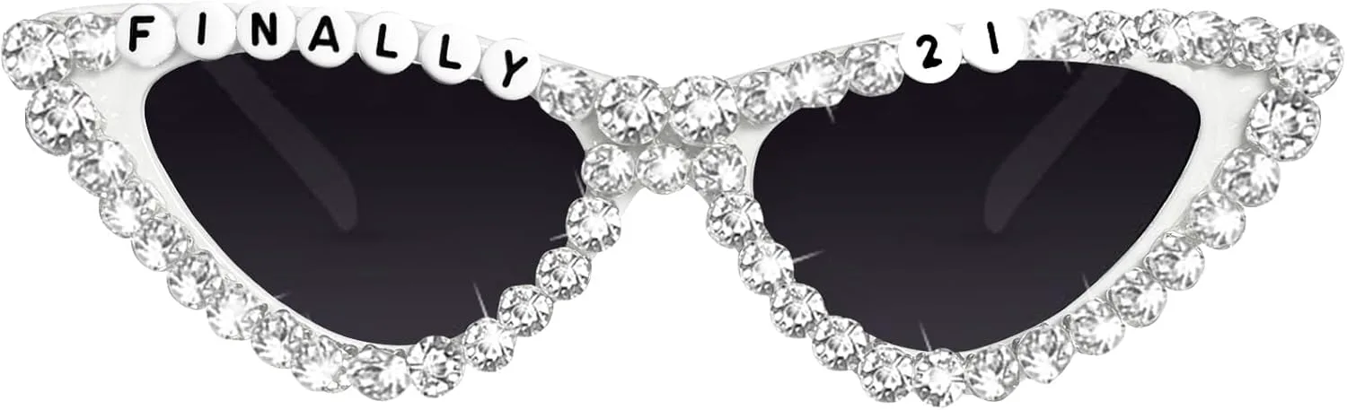 Солнцезащитные очки на 21-й день рождения - белые, «Кошачий глаз», блестящие, с бриллиантами, для девочек, товары для вечеринки в честь 21-летия Topfunyy
Солнцезащитные очки на 21-й день рождения - белые, «Кошачий глаз», блестящие, с бриллиантами, для девочек, товары для вечеринки в честь 21-летия Topfunyy