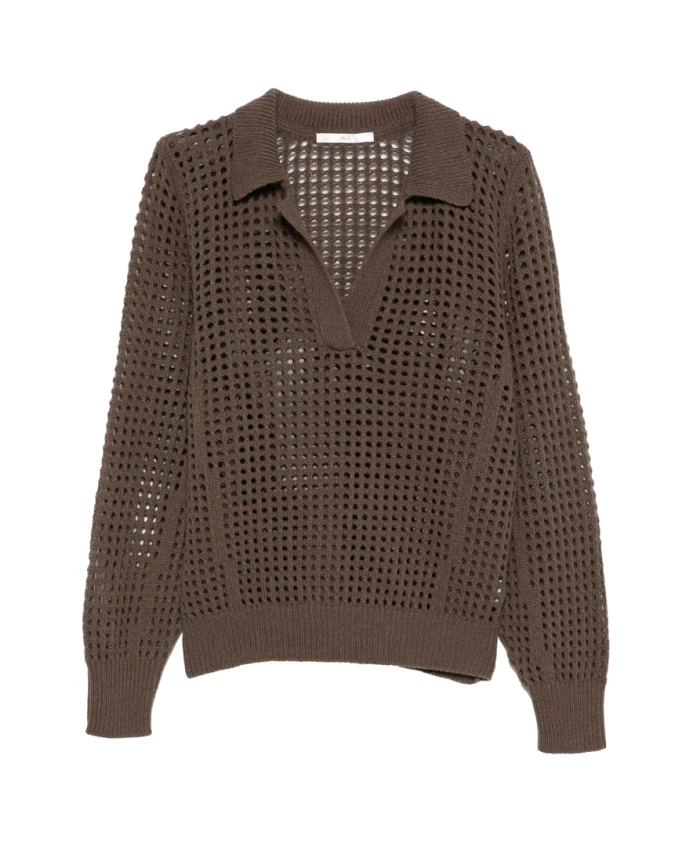 Ажурный вязаный топ с воротником-поло 3311, коричневый
Ажурный вязаный топ с воротником-поло 3311, коричневый